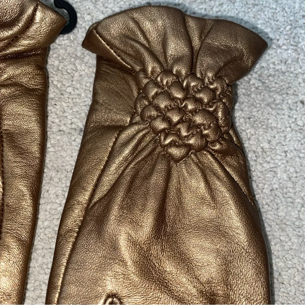 Excelled Bronze Leather Winter Fleece Lined Gloves‎ Women’s Small New